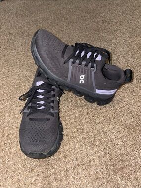 On Running Women's Black with Lavender Accent Athletic Running Shoes